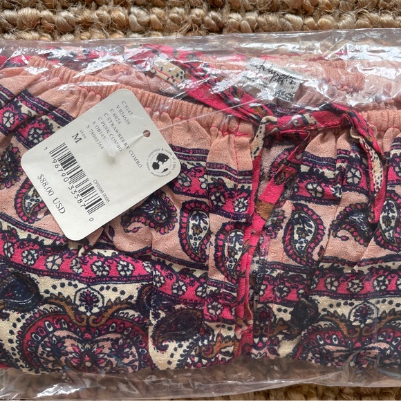 NEW Free People Bali Mariposa Slip Mini Dress In Strawberry Combo Red - Picture 9 of 13